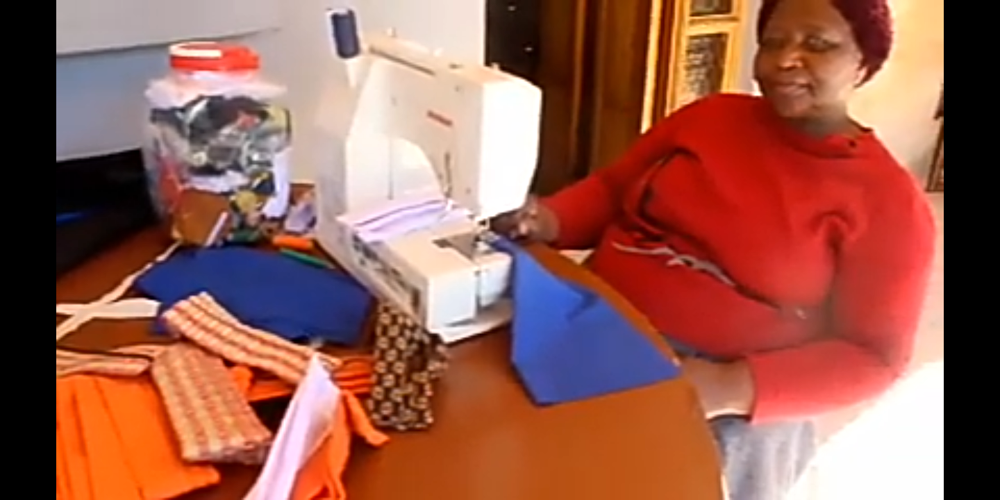 Mme Klopper in Matatiele makes cloth masks