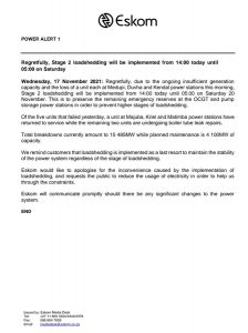 Eskom load sheeding