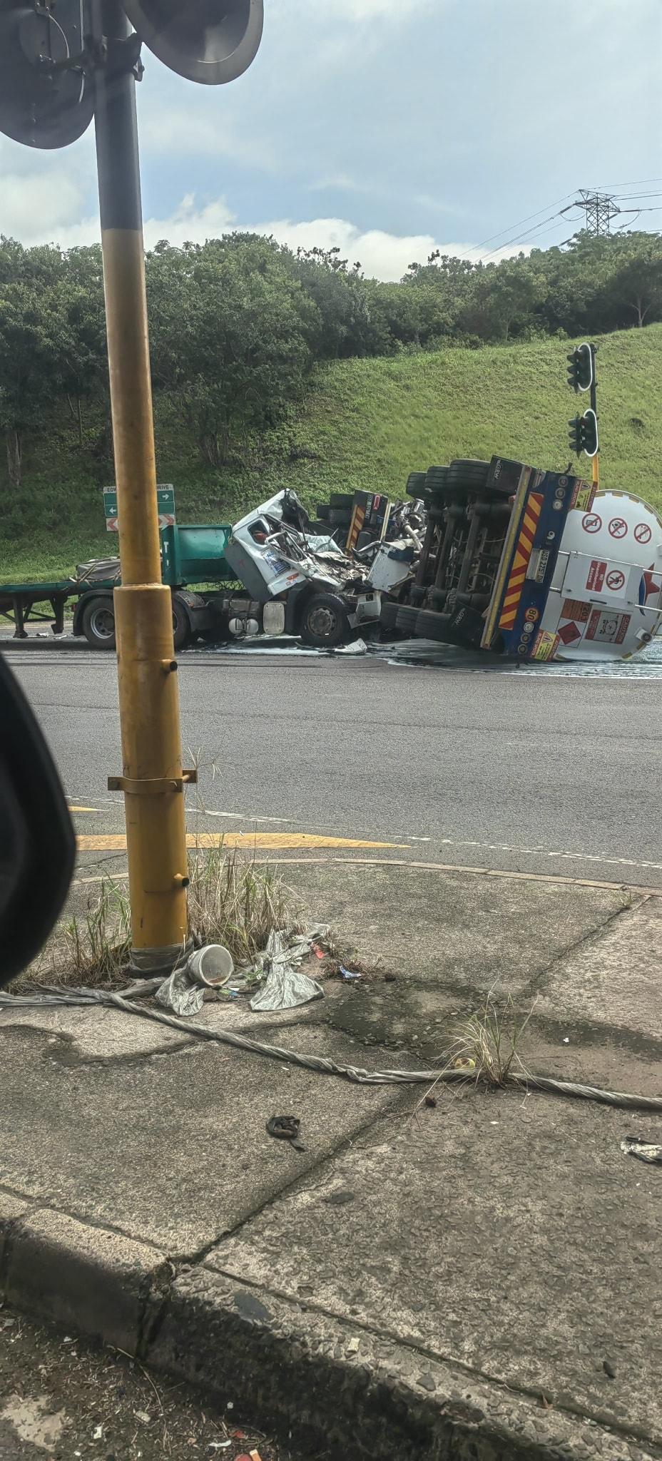 Major diesel spill after two-truck crash at M7/N2 interchange
